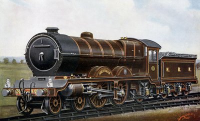 跨越第四座大桥北英铁路的阿伯多尼 "大西洋 "型发动机 作者 Edwin Thomas Rudd