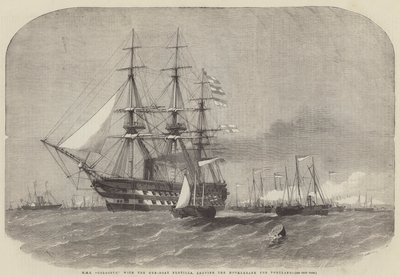 HMS Colossus与Gun-Boat Flotilla一起离开Motherbank去波特兰 作者 Edwin Weedon