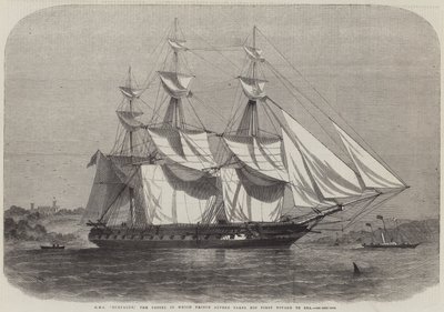 HMS Euryalus，阿尔弗雷德王子乘船前往海上的第一次航行 作者 Edwin Weedon