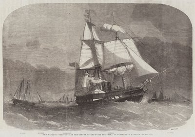 在朴茨茅斯港，HMS Frigate Furious和中国枪船的车队 作者 Edwin Weedon