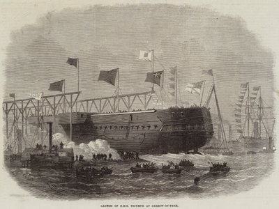 在Jarrow-on-Tyne推出HMS Triumph 作者 Edwin Weedon