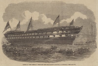 从Deptford的Majesty船坞发射汉尼拔蒸汽船 作者 Edwin Weedon