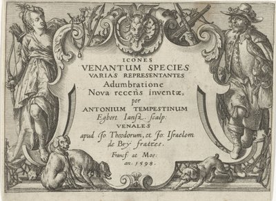 狩猎场景系列标题印刷品
狩猎场景（系列标题）
Icones Venantum Species Varias Representantes（实物上的系列标题） 作者 埃格伯特·扬斯。