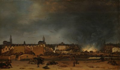 1654 年 10 月 12 日代尔夫特火药库爆炸 作者 埃格伯特·利文兹。范德波尔