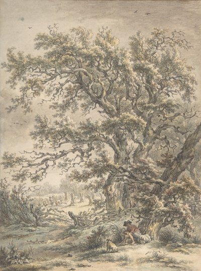 一个在树下休息的人，N.d. 作者 埃格伯特·范·德里尔斯特