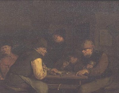 打牌的人，约1655-60（布面油画） 作者 埃格伯特·范·老海姆斯克