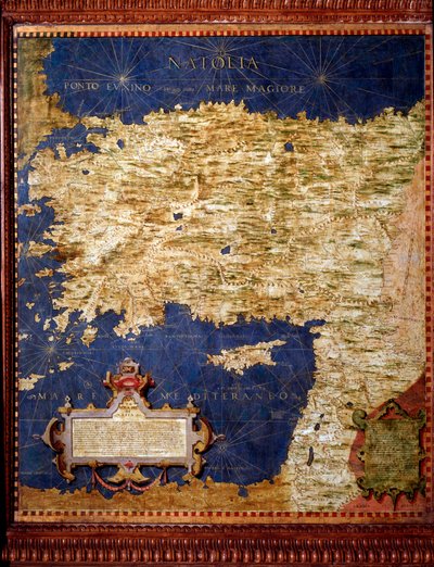 安纳西奥-丹蒂（Egnazio Danti，1536-1586）数学家、宇宙学家和意大利建筑师绘制的安纳托利亚地图。1567年左右。佛罗伦萨，韦基奥宫，Mappamondo厅 作者 埃尼亚齐奥·丹蒂（Egnazio Danti）