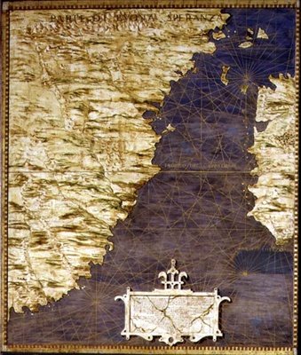 非洲地图，来自 "地理地图厅"（Sala delle Carte Geografiche），约1570年（面板油画）。 作者 埃尼亚齐奥·丹蒂（Egnazio Danti）