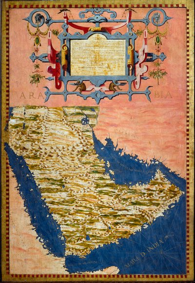 Map of Arabia made by Egnazio Danti (1536-1586) about 1567 Painting of cabinets in the room of geographic maps. Palazzo Vecchio, Sala del Mappamondo Florence 作者 埃尼亚齐奥·丹蒂（Egnazio Danti）