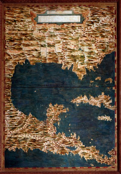 墨西哥、古巴、佛罗里达和牙买加地图由Egnazio Danti（1536-1586）数学家、宇宙学家和意大利建筑师绘制。1567年左右。佛罗伦萨，韦基奥宫，Mappamondo厅 作者 埃尼亚齐奥·丹蒂（Egnazio Danti）