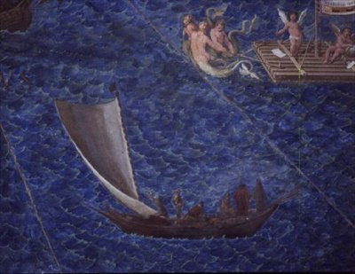 单人帆船，"Galleria delle Carte Geografiche "中的细节。 作者 埃尼亚齐奥·丹蒂（Egnazio Danti）