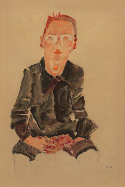 2022 NYR 20682 0724 000（埃贡-席勒（Egon Schiele）双手合十的坐着的小熊肖像研究 OSCA011034 博士 作者 埃贡·席勒（Egon Schiele）