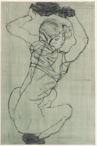 蹲下 作者 埃贡·席勒（Egon Schiele）
