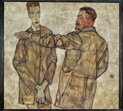中央视察员双人肖像......（布面油画） 作者 埃贡·席勒（Egon Schiele）