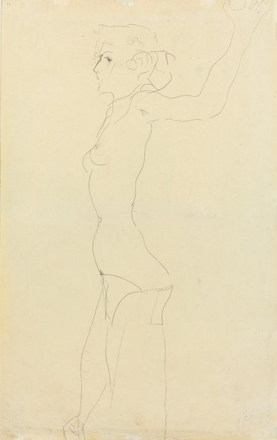 女性裸体麦琴纳克（Madchenakt），1911年 作者 埃贡·席勒（Egon Schiele）