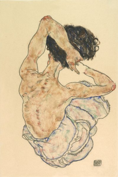 女子后背表演，1917年。 作者 埃贡·席勒（Egon Schiele）