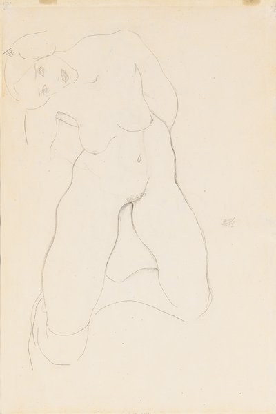 跪着的女性裸体，1912年 作者 埃贡·席勒（Egon Schiele）