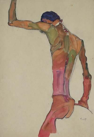举起手臂的男性裸体 作者 Egon Schiele