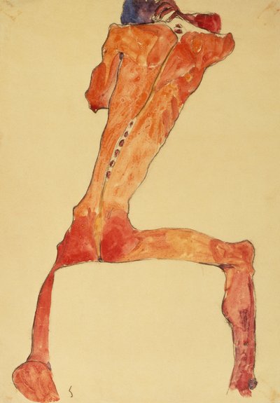Mannerruckenhaut （铅笔和水彩） 作者 埃贡·席勒（Egon Schiele）