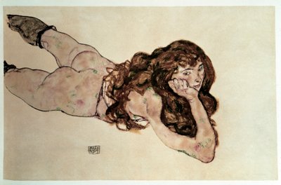 裸女性与平坦的腹部。由Egon Schiele绘制 作者 Egon Schiele