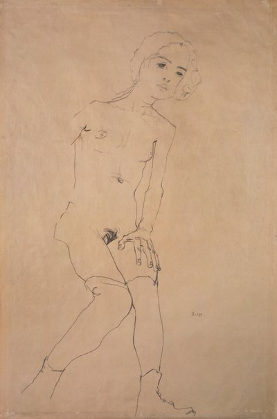 裸体，1910年 作者 Egon Schiele