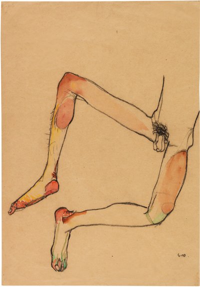 裸体男性腹部，1910年。 作者 埃贡·席勒（Egon Schiele）