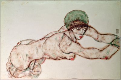 伸展的裸体 作者 Egon Schiele
