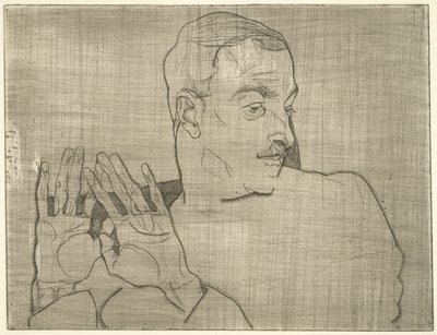 Arthur Roessler的肖像，1914年（干点） 作者 埃贡·席勒（Egon Schiele）