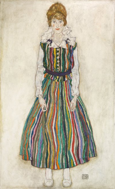 艺术家妻子伊迪丝的肖像，1915年 作者 埃贡·席勒（Egon Schiele）