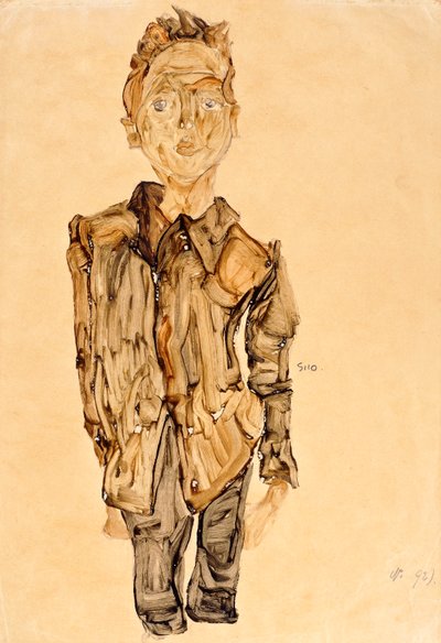 青年肖像，1910年 作者 Egon Schiele