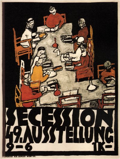 维也纳分裂国家第49届展览的海报，1918年 作者 埃贡·席勒（Egon Schiele）