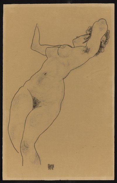 斜倚裸体，1918年 作者 埃贡·席勒（Egon Schiele）