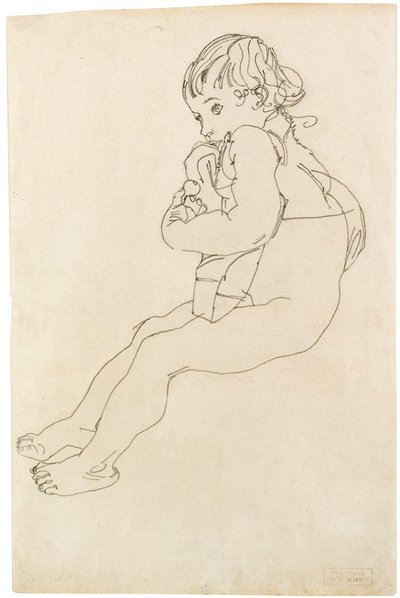 坐着的孩子，1916年 作者 埃贡·席勒（Egon Schiele）