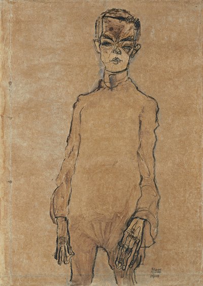自画像，1910年 作者 Egon Schiele