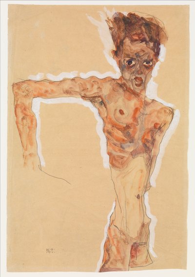 自画像，1911年 作者 Egon Schiele