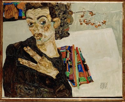 张开手指的自画像 作者 埃贡·席勒（Egon Schiele）