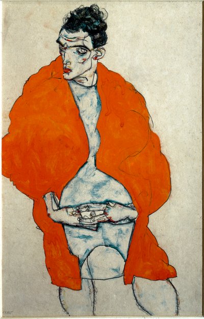 自画像。由Egon Schiele绘制 作者 埃贡·席勒（Egon Schiele）