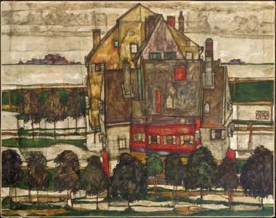 单人房（带山房）1915年（布面油画） 作者 埃贡·席勒（Egon Schiele）