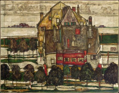 单独的房屋（有山的房屋）；Einzelne Hauser（Hauser mit Bergen）。 作者 埃贡·席勒（Egon Schiele）