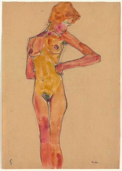 站立的女性裸体 作者 Egon Schiele