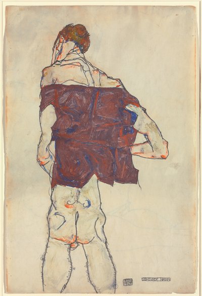 站立的人站立的男人，1913年 作者 Egon Schiele