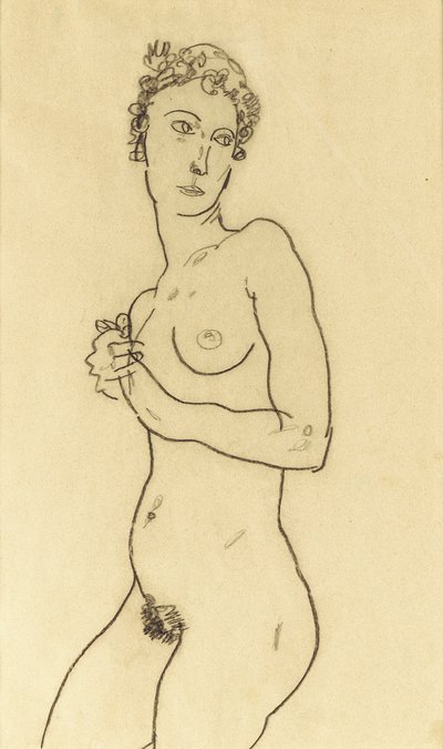站立裸体，1918年 作者 Egon Schiele