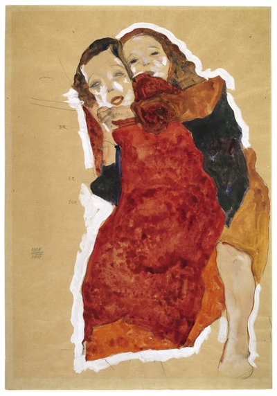 两个女孩，1911年 作者 埃贡·席勒（Egon Schiele）