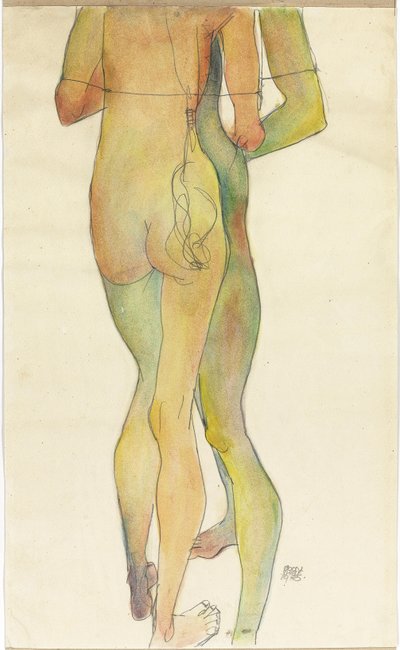 两个站立的裸体 作者 埃贡·席勒（Egon Schiele）