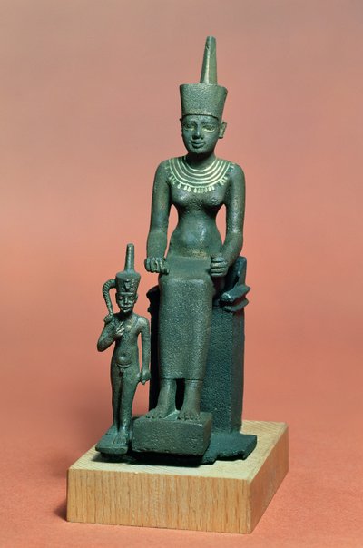 伊希斯和荷鲁斯（青铜）的小雕像 作者 Egyptian