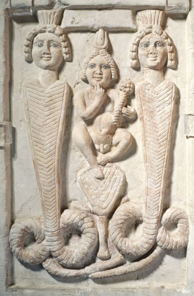 Lotus，Coptic（石灰石）上的Harpocrates 作者 埃及人