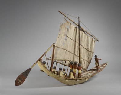 模型陪葬船，来自Beni Hasan，可能是中国，c.2060-1786（混合媒体）（另见107032） 作者 Egyptian