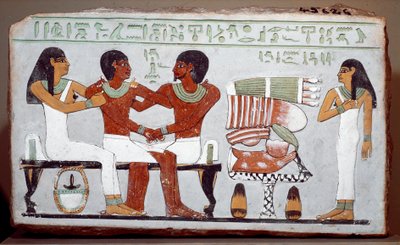 埃及古物：描绘阿梅内梅特（Amenemhat）家族的石灰岩彩绘墓碑 作者 埃及第十一王朝