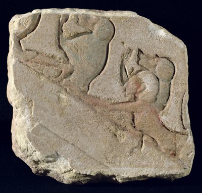 Amenophis IV（Akhenaten）与狒狒，新王国（彩绘石） 作者 Egyptian 18th Dynasty