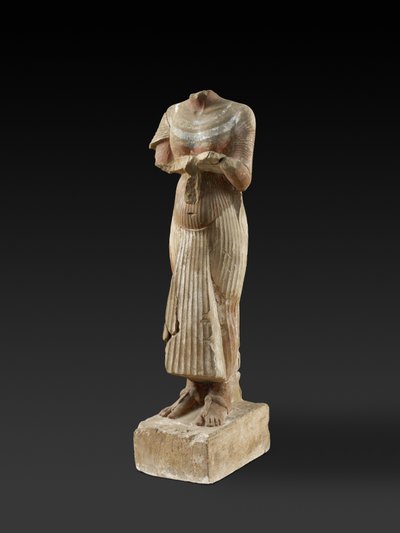 拿着祭品桌（雕刻和彩绘砂岩）的法老阿肯那顿的图 作者 Egyptian 18th Dynasty